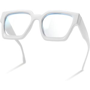 livho Oversized Blue Light Blocking Glasses for Woman and Men - Rectangle Fashion Glasses for Computer, Chic Preppy Frame (White)