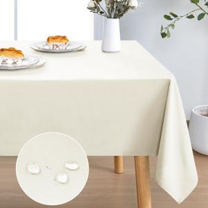 DWCN Rectangle Tablecloth - 30 x 60 Inch - Waterproof Stain and Wrinkle Resistant Washable Table Cloth, Decorative Fabric Table Cover for Kitchen Dining Room Party and Outdoor Use, Ivory