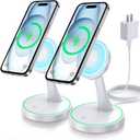 2 Pack Magnetic Wireless Charger Stand 15W Fast Mag-Safe Charger for iPhone iPhone 17 /17 pro/ 17 Air/ 17 pro max 16/15/14/13/12 Series Magnet Wireless Charging Station with Light for AirPods