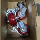 Finnhomy Swivel Caster Wheels 2 Inch Heavy Duty Threaded Stem Casters 1/ 4" - 20 x 1" Set of 4 for Wire Shelve Wheels PU Load Bearing 800 Lbs Anti-wear Smooth Casters, Red