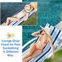 Fumete 2 Pack Lounge Chair Covers 30 x 85 Inch Pool Chaise Lounge Towels Microfiber Beach Chair Towel Portable Striped Outdoor Patio Furniture Cover for Sunbathing Picnic Spa(Blue and Dark Blue)