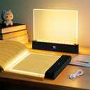 Book Light, Rechargeable Led Reading Light for Book, Clear LED Flat Book Lights for Reading in Bed at Night with 3 Colors & Timer, Dimmable Panel Plate Book Lamp, Bookish Gifts for Readers Kids