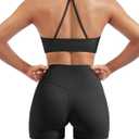 SUUKSESS Women 2 Piece Workout Sets Padded Halter Sports Bras High Waisted Biker Shorts with Pockets (Black, S)