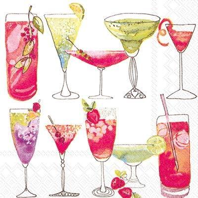 Fun Cocktails Themed Beverage Napkins for Women Fun Ladies Night Variety Pack | Bundle Includes 40 Total Paper Cocktail Napkins | 2 Sweet Summer Cocktails Designs