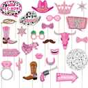Blulu 26 Pieces Western Cowboy Photo Booth Props Kit, Cowgirl Party Decorations Selfie Props for Western Theme Party Favors Supplies(Cowgirl)