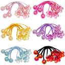 24PCS Ball Charm Hair Ties for Little Girls, Camellia Bubble Ponytail Holders Elastic Bands Hair Accessories for Kids Children Girls(6 Colors)