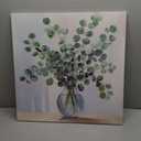 Botanical Leaves Canvas Wall Art - Sage Green Pictures Eucalyptus Plant Decor for Bathroom Bedroom 24x24 Inch