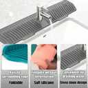 Kitchen Sink Faucet Mat, 30" x 6'' Silicone Faucet Guard & Draining Mat, 90 Foldable Faucet Mat for Kitchen Sink with 2 Water Ports, Splash Guard Kitchen Sink Mat (Gray)