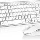 Wireless Keyboard Mouse Combo ;Compact Design with Number Pad, Rechargeable, Quiet, 2.4 GHz USB Receiver, Slim Keyboard and Ergonomic Mice Set for Windows Computer Desktop PC Laptop -Silver White