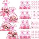 Gueevin 24 Sets Happy Mother's Day Empty Gift Baskets, 24 Cardboard Market Trays to Fill 24 Flowers Cellophane Bags 24 Pull Bows, DIY Gift Wrapping for Mother's Day Birthday Party