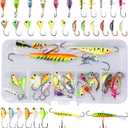 Ice Fishing Jigs,Ice Fishing Lures Kit in Tackle Box,Crappie Jig Heads for Winter Ice Jigging (14pcs/15pcs/16pcs/31pcs)