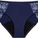Thinx Ultra-Soft Period Underwear, Brief-Style Leakproof Underwear for Women, Holds Up to 12 Regular Tampons*, FSA HSA Approved Period Panties, Reusable, Comfortable, & Flexible, Blue with Lace, XL