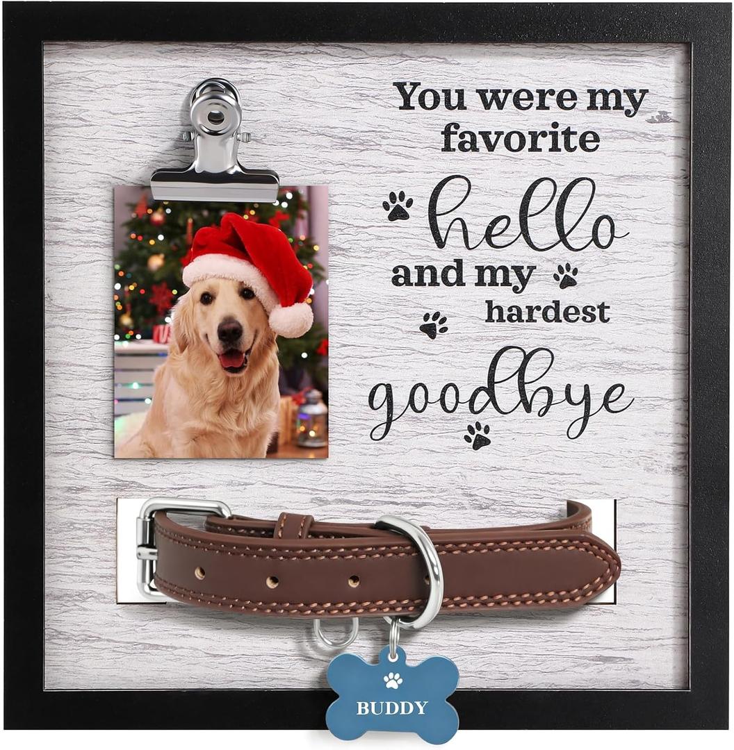 Dog Memorial Gifts for Loss of Dog, Pet Loss of Dog Sympathy Gift, Pet Memorial Frame with Collar Holder, Pet Cat Passed Away Photo Display Dog Remembrance Frame