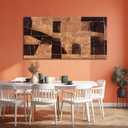 LEVERUP Large Abstract Wall Art Geometric Block Wall Artwork Brown Wall Decor for Living Room Bedroom Office 29×58 Inch