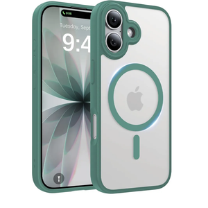 Magnetic for iPhone 17 Case, [Anti-Slip] [Military-Grade Drop Protection] [Camera Protection] Skin-Friendly Slim Translucent Shockproof Protective for iPhone 17 Phone Case, Midnight Green