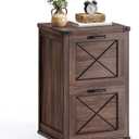 VASAGLE File Cabinet, Filing Cabinet with 2 File Drawers, Printer Stand, Fit A4, Letter Size, Hanging File Folders, Modern Farmhouse Style, for Home Office, Maroon Brown UOFC048K01