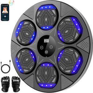 Music Boxing Machine, Boxing Wall Mount Machine for Kids Adult, Bluetooth Smart Boxing Traineing Machine with Boxing Gloves, Boxing Workout Equipment Target for Home, Office, Gym (Upgrade) (Dark black)