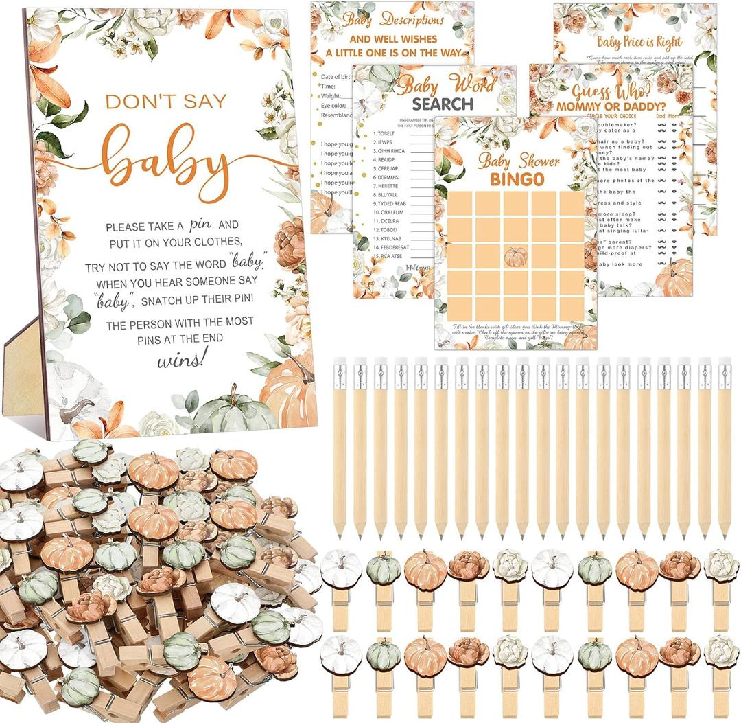 Patelai 321 Pcs Little Pumpkin Baby Shower Decorations Fall Thanksgiving Baby Shower Games Supply for Gender Reveal Party Games Friendsgiving a Little Pumpkin is on The Way