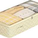 KUHEITAER Foldable Under Bed StorageUnder Bed Storage Containers Non-Woven Fabric with Dual Zipper, Closet Organizers for Clothing, BeddingSpace-Saving Storage For Bedroom (7 in)