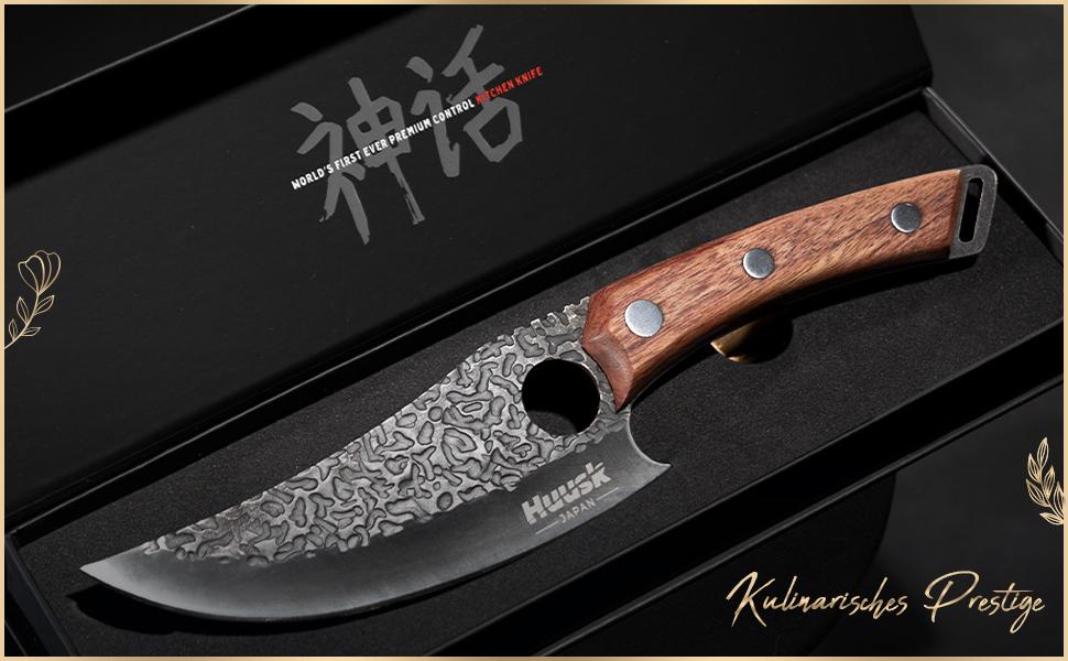 Japanese Butcher Knife for Meat Cutting, Hand Forged Viking Boning Knife with Ergonomic Wood Handle, High Carbon Steel Japanese Chef Knife for Camping, Outdoor, BBQ, Birthday Gift for Men