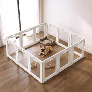 Veraste Clear Acrylic Dog Playpen Indoor with Door, 24" H, 12 Panels, White