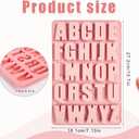 2 x 26 Cavities Silicone Letter Mold for Baking, Chocolate Letter Mould Alphabet Crayon Mold Non-Stick Large Depth Chocolate Letter Stencil for Making Candy Cake Biscuit Dessert (Pink)