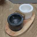 Creative Co-Op 2 Marble Bowls on Mango Wood Base with Salt Spoon