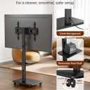 Steel Base Rolling TV Stand with Power Outlet for 32-75 inch TVs up to 110 lbs, Leveling & Tilt & Swivel Mobile TV Stand with Hidden Wire Management, Height Adjustable Portable Tv Stand, Black