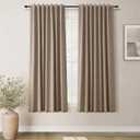 BOODII 63 Inch Blackout Curtains Linen Black Out Curtains for Bedroom 2 Panels Set Neutral Room Darkening Curtain Brown Thermal Insulated Curtain for Nursery Window Drapes Back Tab 52x63