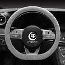 Soft Car Steering Wheel Cover for Sedan, SUV, Warm Luxury Velvet, Odorless, Universal, Anti Slip, Summer Winter, Gray, D Shape(Flat Bottom)