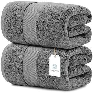 White Classic Luxury Bath Towels Large | Highly Absorbent Hotel spa Collection Bathroom Towel | 35x70 Inch | 2 Pack (Smoke Grey, 2)