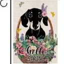 Spring Garden Flag Hello Spring Dachshund Vertical Double Sided Flowers Butterfly Farmhouse Yard Lawn Outdoor Decor 12.5x18 Inch