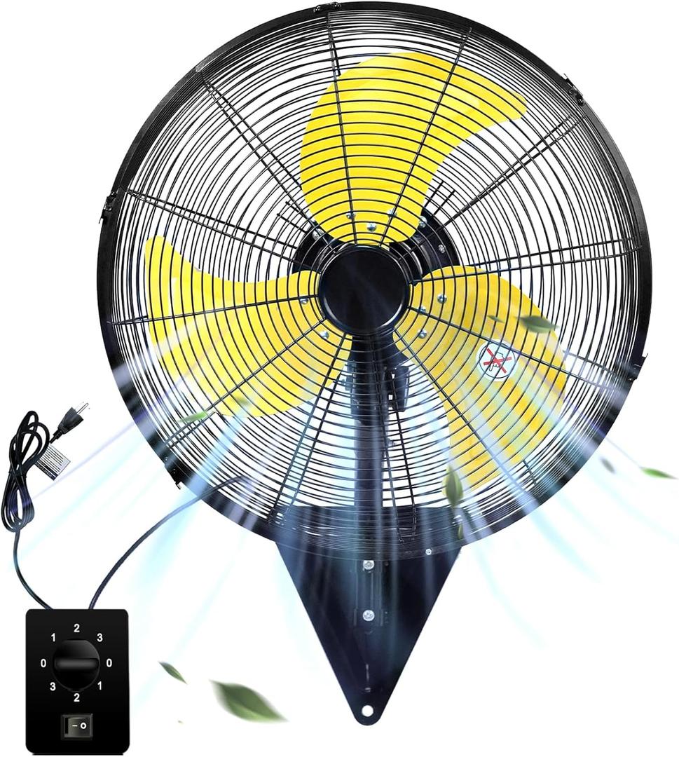 20 Inch Wall Mount Fan, Heavy Duty Oscillating Wall-Mounted Fan with 5500 CFM, High Velocity 3 Speed Fans Outdoor with Adjustable Tilting for Workshop, Garage, Patios, Commercial and Industrial