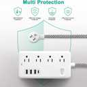 Bluetooth Portable Speakers Extension Cord 5FT, Surge Protector Power Strip with 8 Widely Outlets 4 USB Ports, Flat Plug, Wall Mount Outlet Extender, Multiple Outlets for Indoor Home