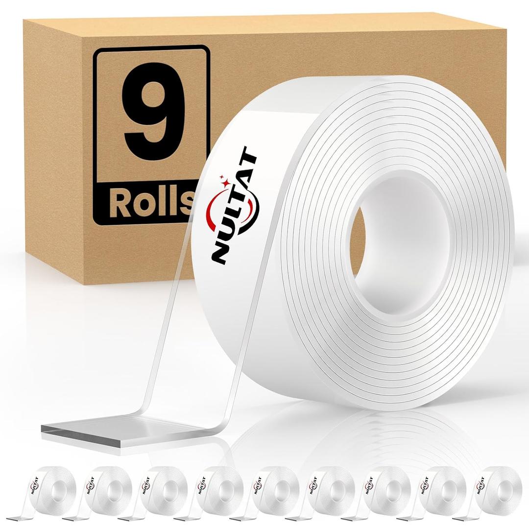 NULTAT 90 Feet Double Sided Tape Heavy Duty, 1.18" x 120" Strong Nano Double Stick Tape, Removable, Washable, ReusableTapes for Wall, Clear Multipurpose Two Sided High Temperature Tape(90 Feet)