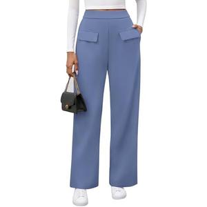 BTFBM Women's Pants 2025 Fall Elastic High Waisted Trousers Stretchy Comfy Lounge Palazzo Pant Wide Leg Sweatpants L