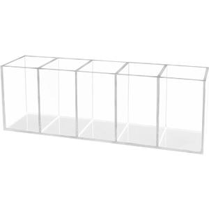 HSYMQ Acrylic Clear Pen Holder 6 Compartments Pencil Holder Desk Organizer Desktop Makeup Brush Holder
