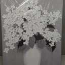 Woxfcart Hydrangea Flower Canvas Wall Art, White Floral Picture on Vase Print for Simple Gray Living Room Bedroom Decor 32 x 24 Inch