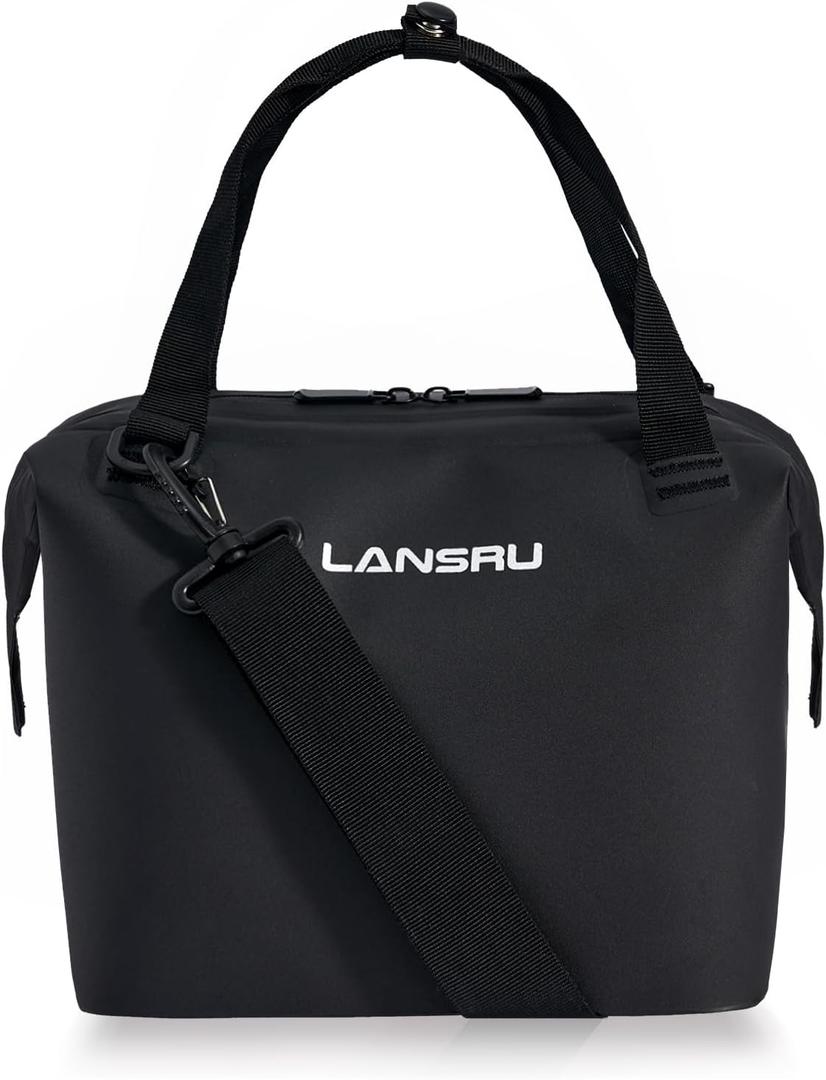 Lansru Mini Soft Cooler Bag | TPU Insulated Bag for Lunch Box | 24-Hour Cooling Outdoors Camping Bag | Waterproof Portable | 10-Can 5 Liters (Black)
