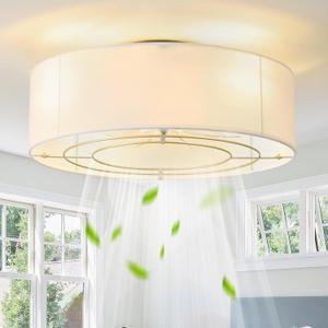 Low Profile Ceiling Fans with Lights, 20" Flush Mount Ceiling Fan with Light, Boho Bladeless with 6 Speeds, Rattan Remote Control for Bedroom, Nursery, Living Room Low Profile Ceiling Fans with Lights, 20" Flush Mount Ceiling Fan with Light, Boho Bladeless with 6 Speeds, Rattan Remote Control for Bedroom, Nursery, Living Room