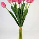 Artificial Tulips Real Touch 10PCS  19.7 Large PU Faux Brownie Tulips Flowers, Lifelike Fake Tulip Stems for Home Table Centerpiece, Garden Party Dcor, Artificial Easter Stems (Rose Pink)