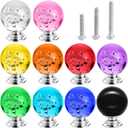 10 PCS Colorful Cabinet Knobs Round Glass Bubbles Knobs 30mm Smooth Drawer Pulls Handle for Home, Cabinet, Drawer and Dresser with 3 Different Size Screws
