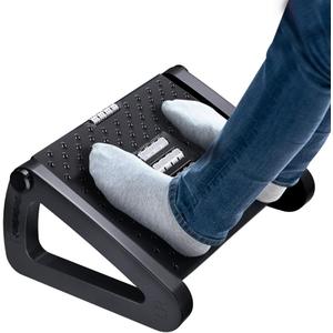 Foot Rest for Under Desk at Work - Six Heights Adjustable Under Desk Footrest - Ergonomic Foot Stools for Under Office Desks - Desks Foot Rest with Massage Rollers - Leg Rest for Chair (Black)