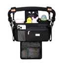 TOPDesign Universal Baby Stroller Organizer, Stroller Caddy with Detachable Mesh Bag & Heightened Insulated Cup Holders & Non-Slip Secure Hooks Accessories, Fits Most Strollers (Black)