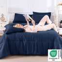 CozyLux Oversized King Comforter Set, 7-Piece Bed in a Bag, Navy Blue