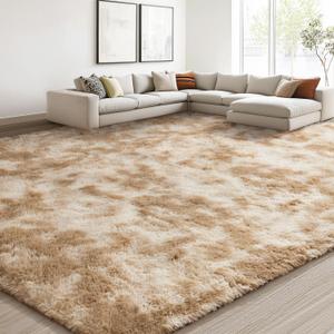 EVOIONOS Area Rug for Living Room Bedroom, Washable 6x9 Fluffy Shag Large Rug, Soft Plush Non Slip Carpet for Indoor Floor Bedside Nursery Kids Girls Room Dorm, Home Decor Aesthetic, Tie-Dye Camel
