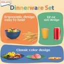 Wheat Straw Dinnerware Set 40 PCS - Service for 8 | Plates and Bowls Sets | Unbreakable Dishes Set - Dinner Plates, Dessert Plate, Cereal Bowls, Drinking Glasses, Dishwasher Safe