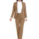 Women Suits 2 Piece Set Slim Fit Suiting Lady Formal Khaki Jacket Outfit Business Office One Button Blazer Pant for Work-S