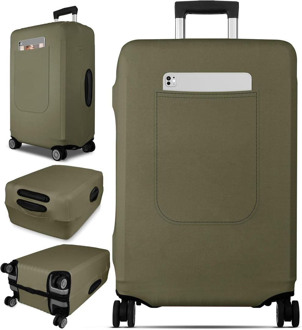 Slohif Luggage Cover for Suitcase Tsa Approved Protector - Luggage Sleeve Suit Case Cover Travel Stretch Large Baggage Case Protective Washable Fit 18-20 Inch Green