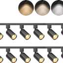 VONLUCE 12-Light Track Light Kit with Rails, 3-CCT LED Track Lighting with Rotatable Heads 5ft Power Cord & Plug, Adjustable Modern Ceiling Spotlight for Hallway, Black